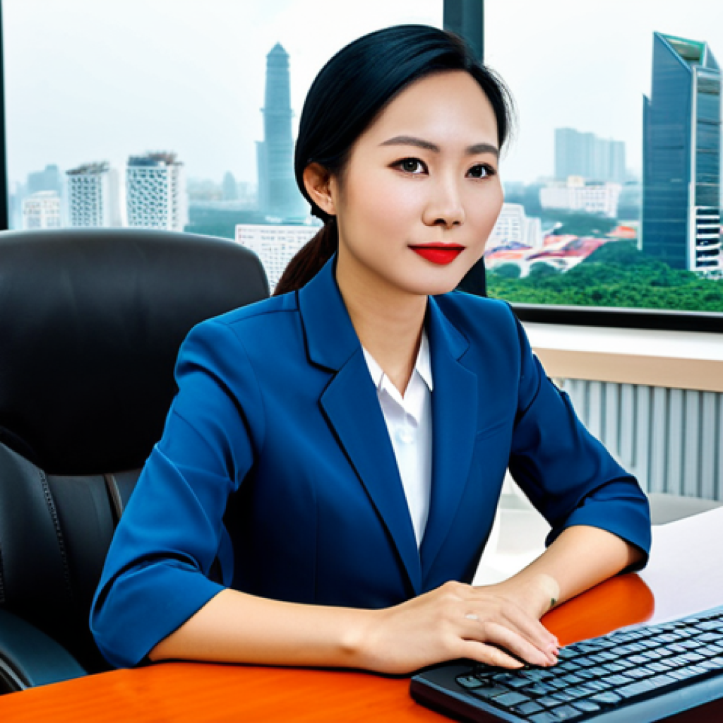 **

"A professional businesswoman in a modest áo dài, sitting at a desk in a modern Ho Chi Minh City office, fully clothed, appropriate attire, safe for work, perfect anatomy, natural proportions, professional photography, high quality. The background includes a view of the Bitexco Financial Tower."

**