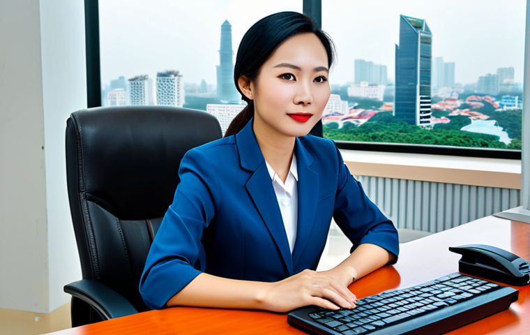 **

"A professional businesswoman in a modest áo dài, sitting at a desk in a modern Ho Chi Minh City office, fully clothed, appropriate attire, safe for work, perfect anatomy, natural proportions, professional photography, high quality. The background includes a view of the Bitexco Financial Tower."

**