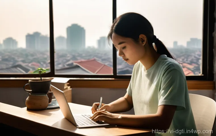 디지털 미니멀리즘을 위한 추천 서적 - She is gently placing her smartphone face down on the table, her hands poised as if releasing a burd...