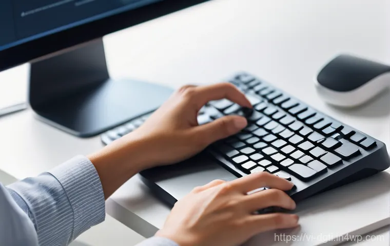 디지털 미니멀리즘을 위한 정리 도구 리스트 - **Prompt:** A clean and serene home office setting. A young woman in her late 20s, wearing comfortab...