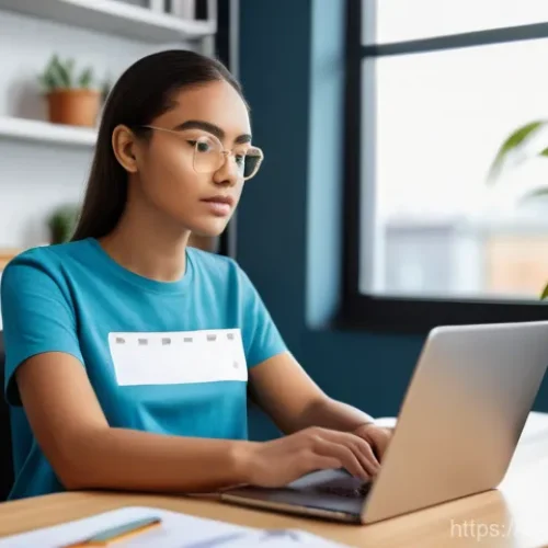 Home 26 온라인 구독 서비스 최적화하기 - **Prompt:** A focused young woman in her late 20s, with a serious yet determined expression, sitting...